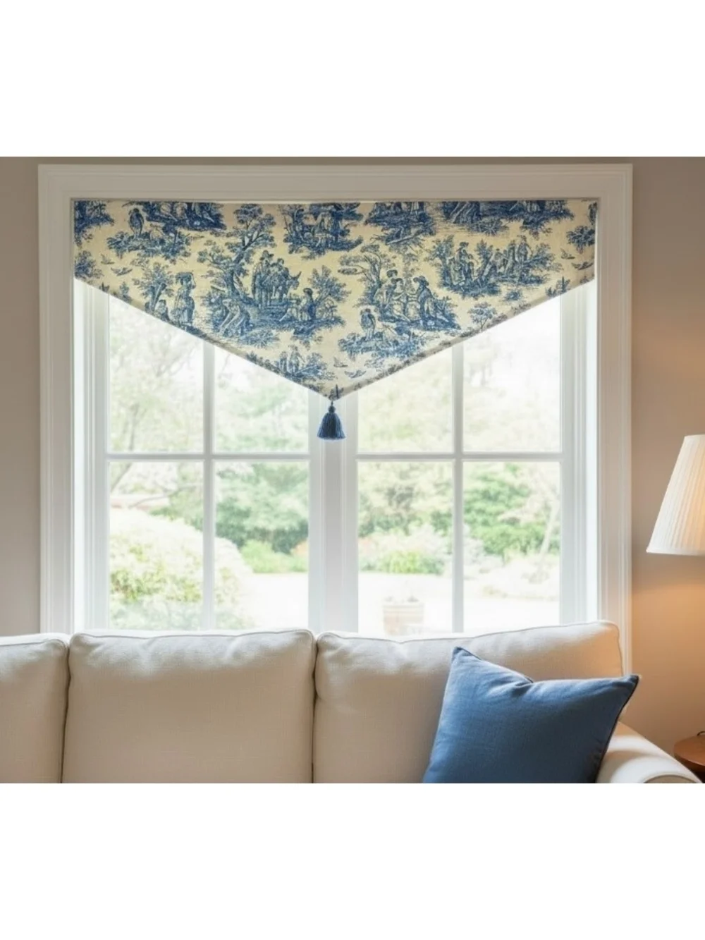 Waverly Blue Toile Valance Set Window Treatment with Tassel Classic 52x22.5